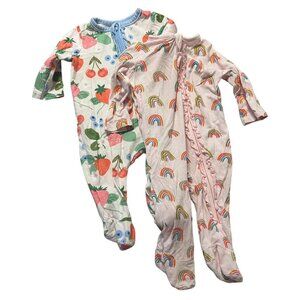 Mud Pie Set of 2 Footed Sleeper Infant Size 0-3 months Excellent very gently use